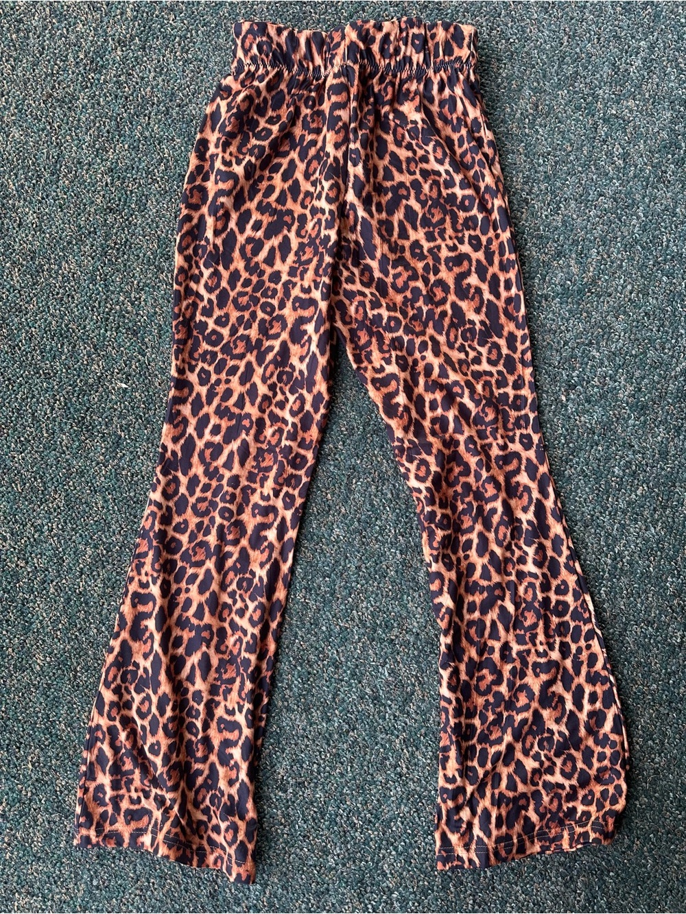 Leopard Print Flared Pants - Brown and Black